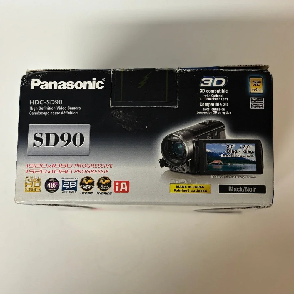 Panasonic HDC-SD90 Full HD 1080p Camcorder 3D Compatible Black SD90KCP OPEN BOX